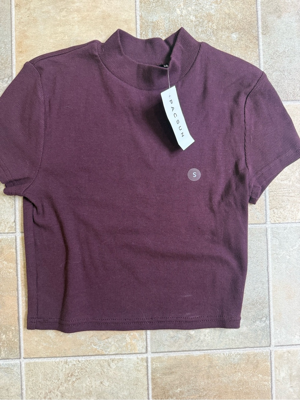 PacSun ME TO WE Women's Mock Neck Ribbed Crop Top - Plum size small NWT